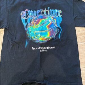 Overtime Black Graphic T-Shirt with Holographic Design